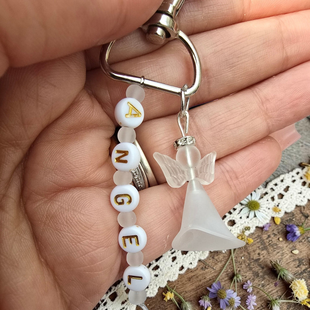 Personalised Angel Keyring, Memorial Gift • Guardian Angel Keepsake