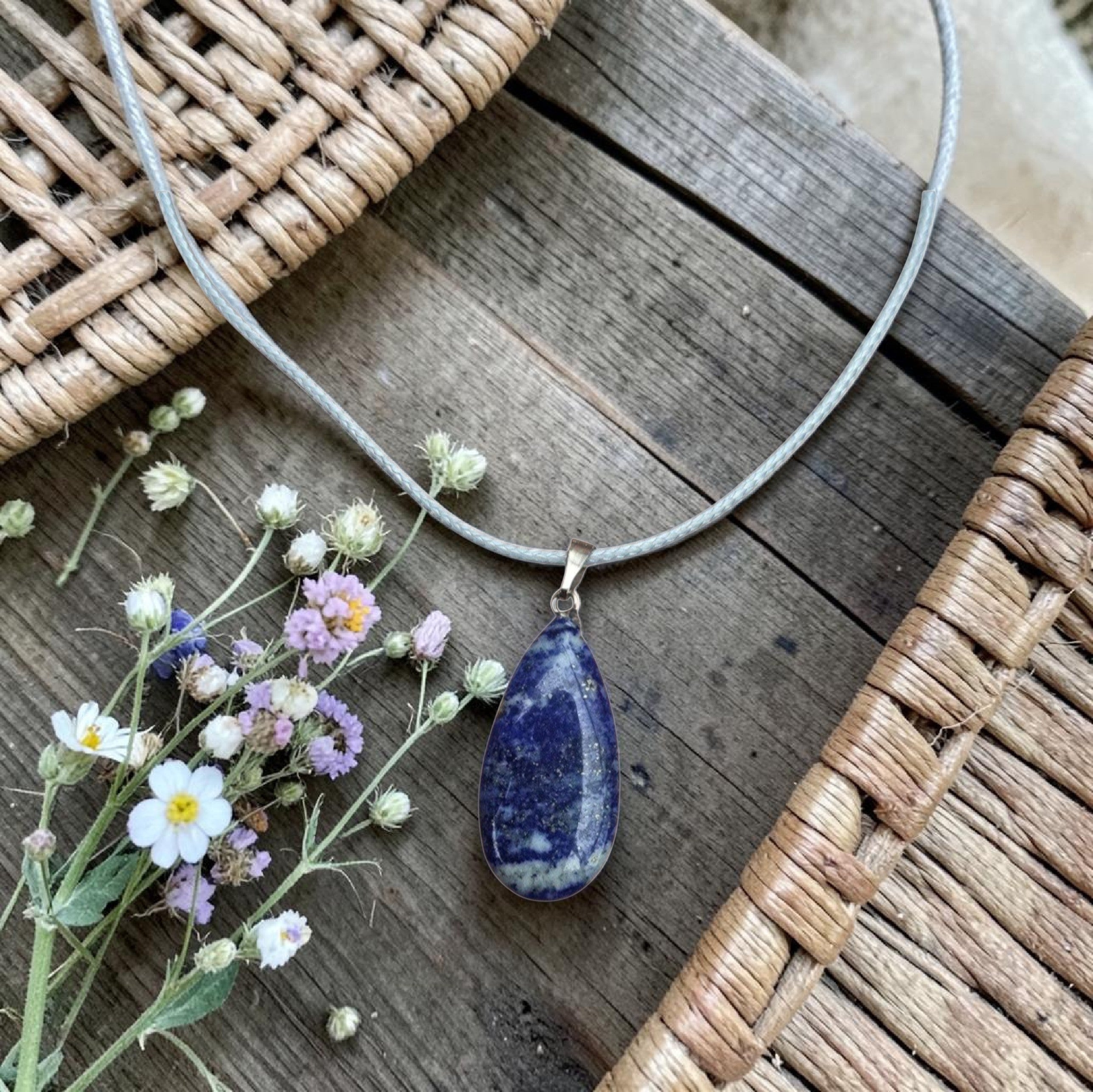 Lapis Lazuli Necklace - Blue Crystal Pendant - Healing Crystal Jewellery - Boho Necklace - Gift for Her