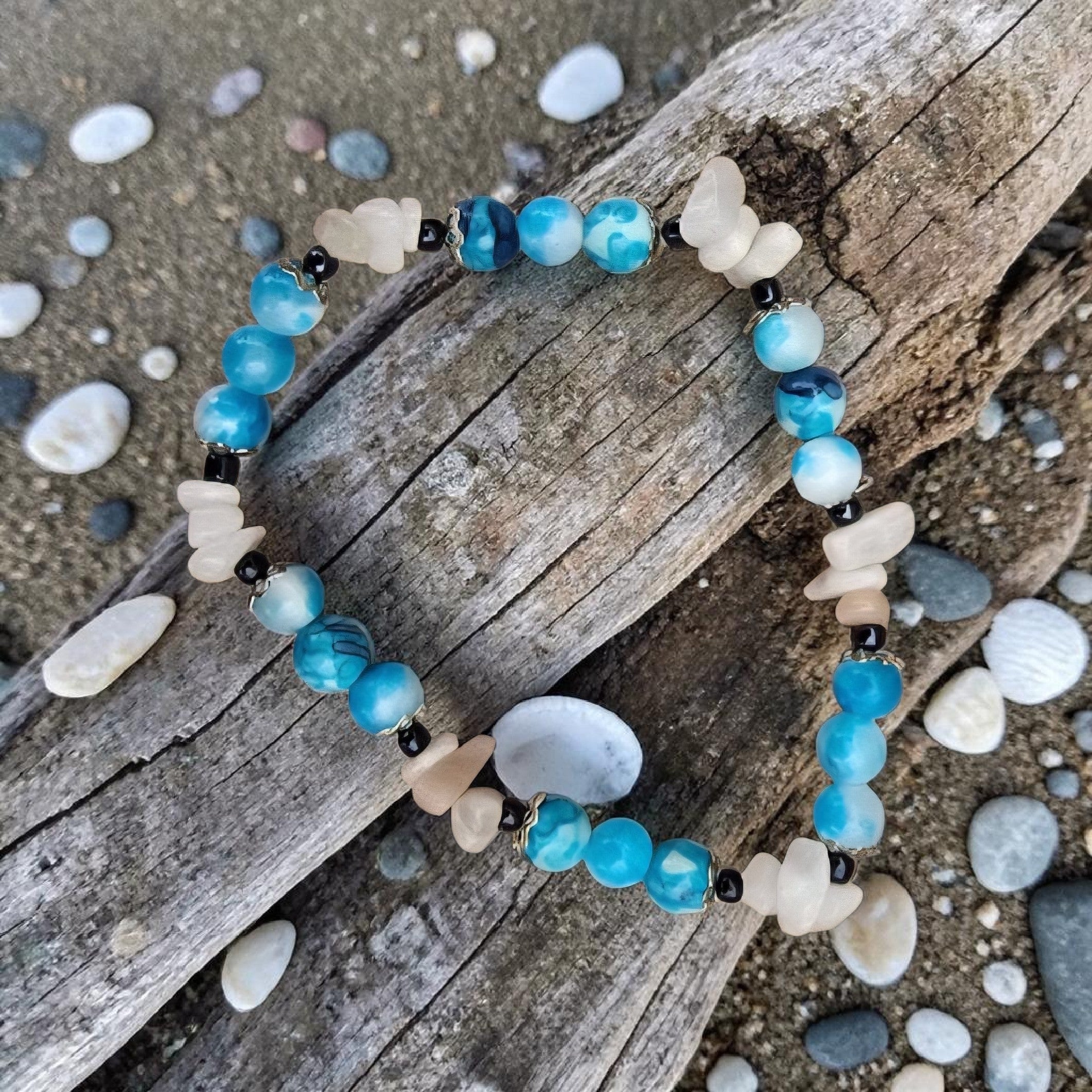 Ocean Calm Bracelet - Turquenite & Moonstone - Handmade Coastal Crystal Jewellery - Cornish Creations