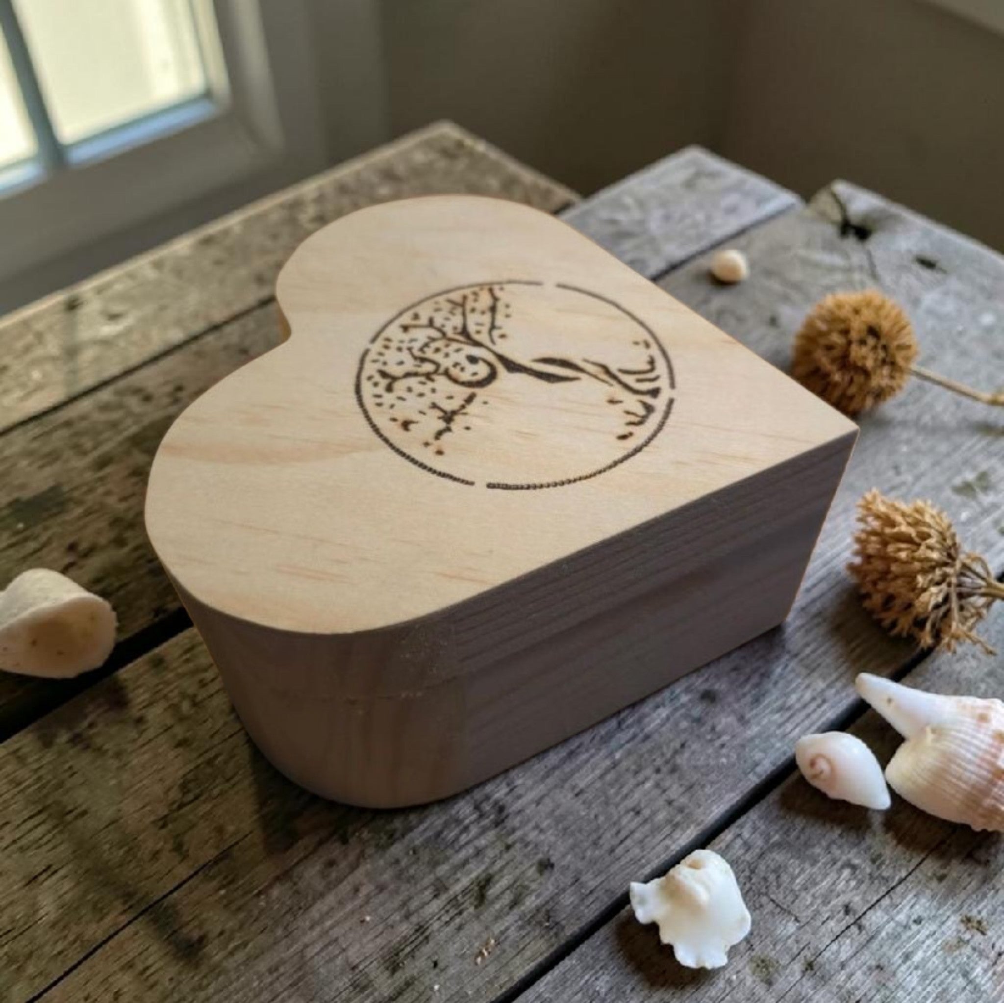 Tree of Life Wooden Heart Trinket Box - Handmade Pyrography Keepsake Box - Spiritual Gift Storage