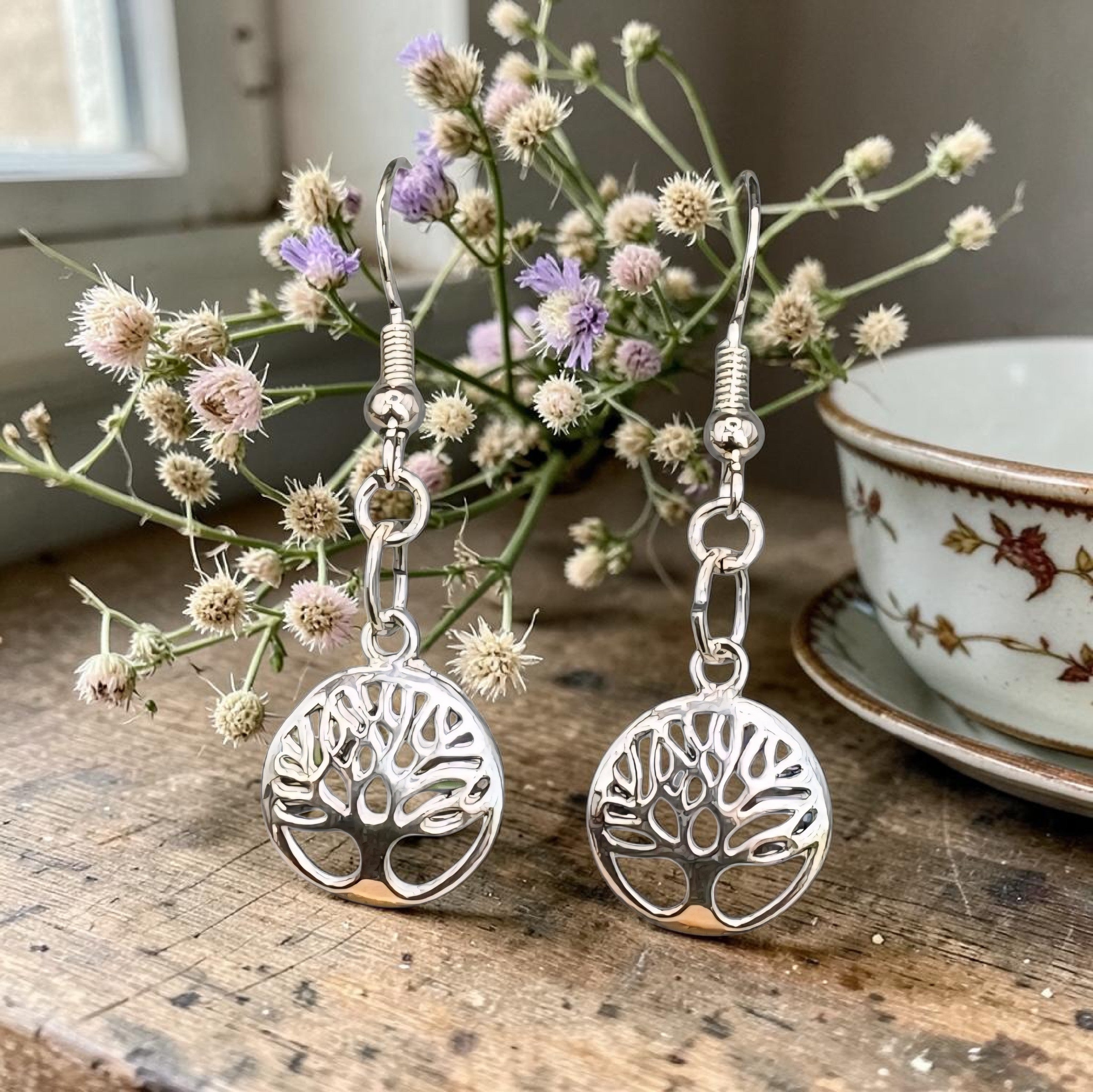 Tree of Life Earrings - 925 Sterling Silver Hooks - Spiritual Jewellery - Nature Earrings - Celtic Tree Earrings - Boho Jewellery - Gift for Her