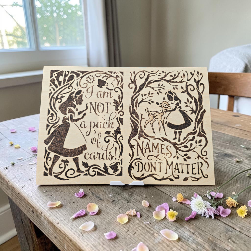 Down the Rabbit Hole Collection - hand burned wooden book art