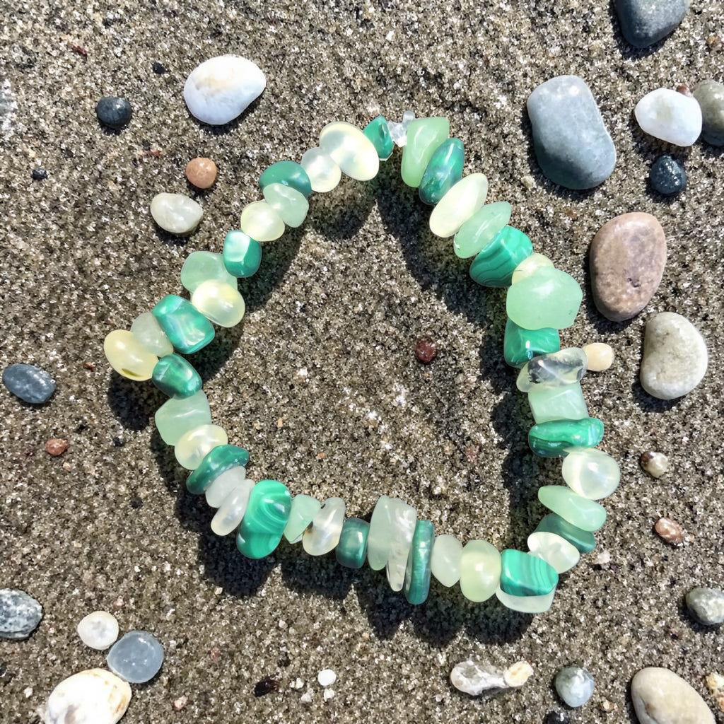 Heart Healer Crystal Bracelet - Malachite, Prehnite & Aventurine - Emotional Healing & Heart Chakra Jewellery