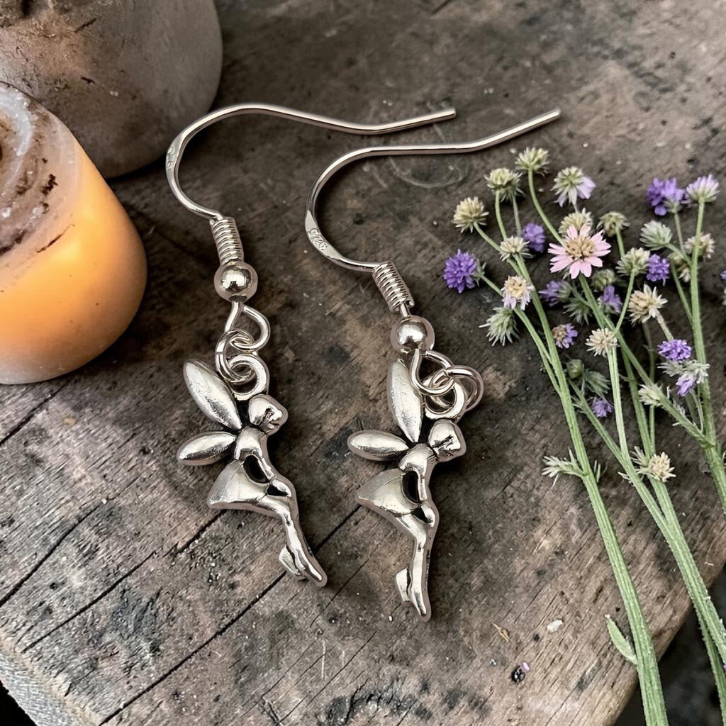 Fairy Earrings - Silver Fairy Jewellery - Fantasy Earrings - Magical Jewellery - Tinkerbell Style - Gift for Her - Boho Earrings