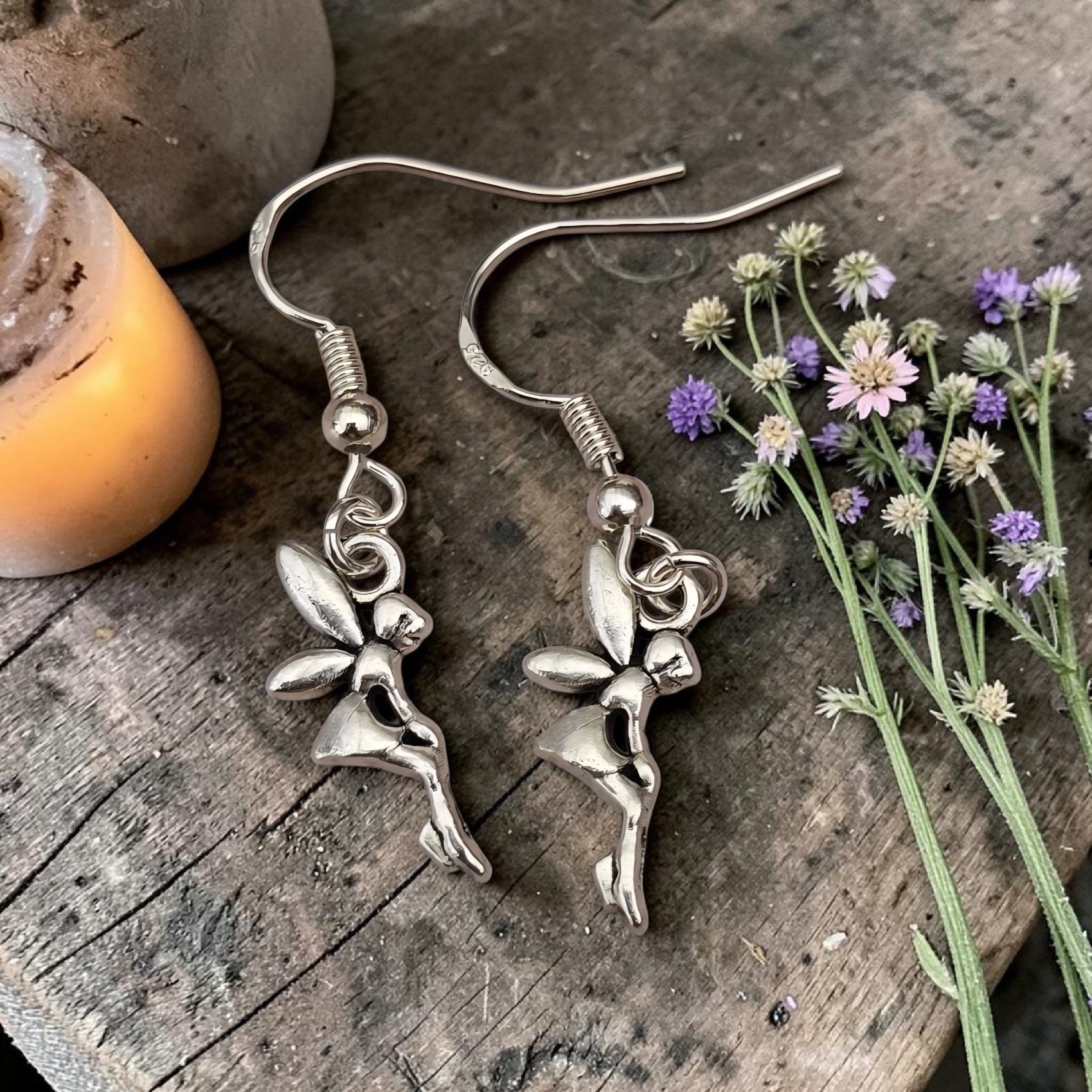 Fairy Earrings - Silver Fairy Jewellery - Fantasy Earrings - Magical Jewellery - Tinkerbell Style - Gift for Her - Boho Earrings