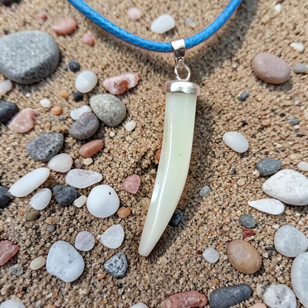 Faux Shark Tooth Necklace - Tusk Pendant - Coastal Boho Jewellery