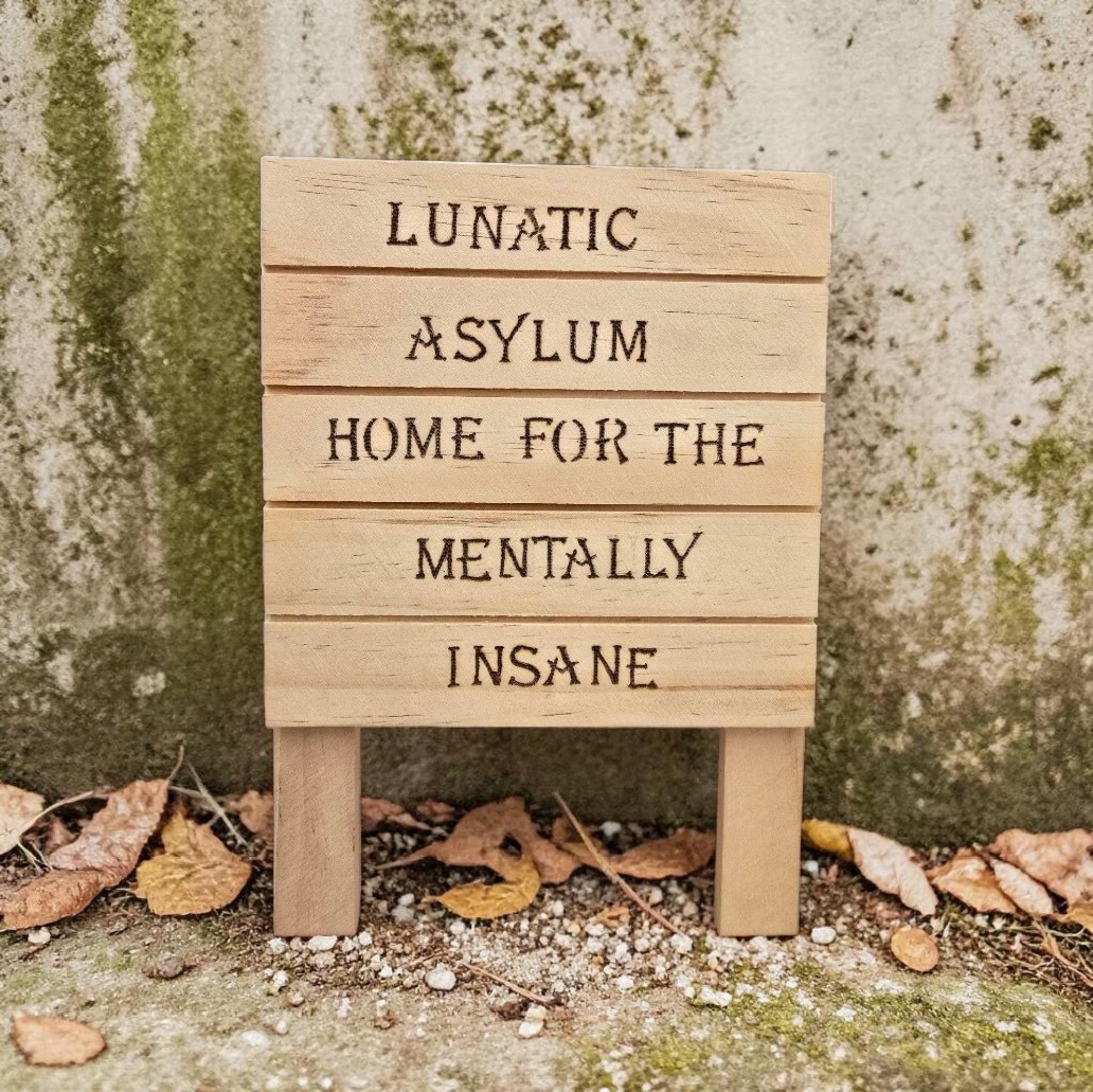 Funny Wooden Sign “Lunatic Asylum” - Humour Home Decor - Rustic Wood Sign - Quirky Gift Idea - Handmade Pyrography