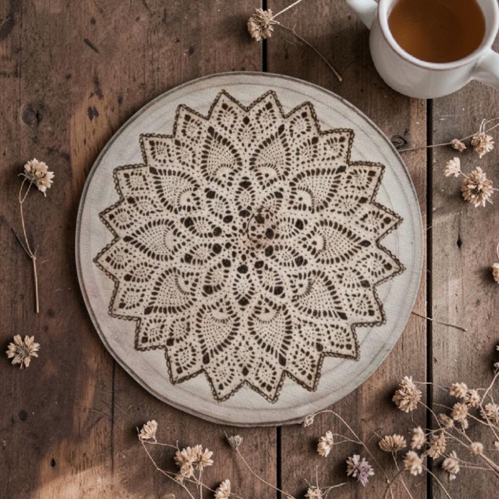 Mandala Wood Slice Wall Art- Handmade Pyrography Wooden Decor - Boho Spiritual Home Decoration
