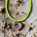 Solar Agate Heart Necklace | Bold Cord Statement • Heart Healing Energy