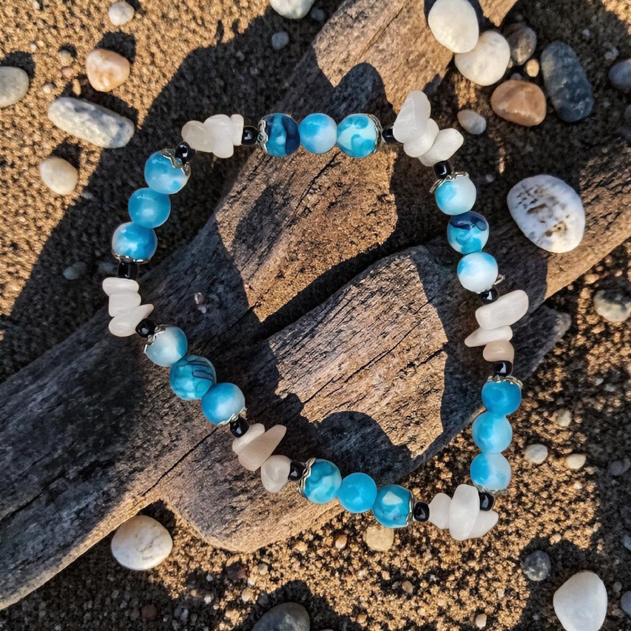 Ocean Calm Bracelet - Turquenite & Moonstone - Handmade Coastal Crystal Jewellery - Cornish Creations